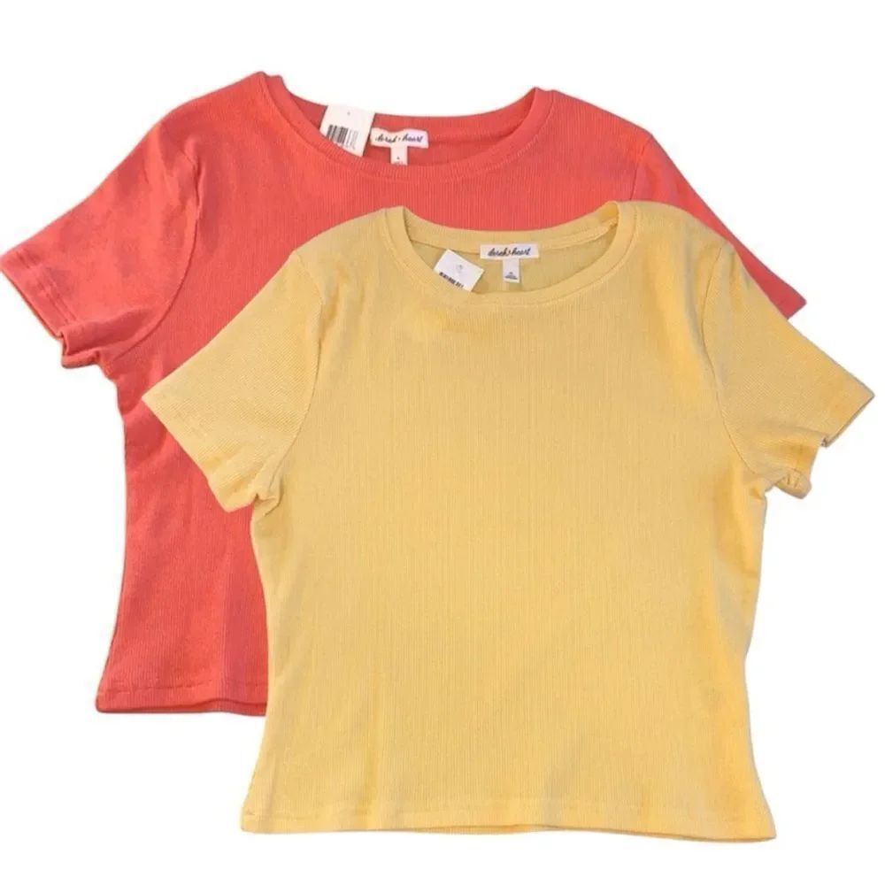 Derek Heart Women’s Cropped Short Sleeve Ribbed Top Shirt 2-Pack Size XL